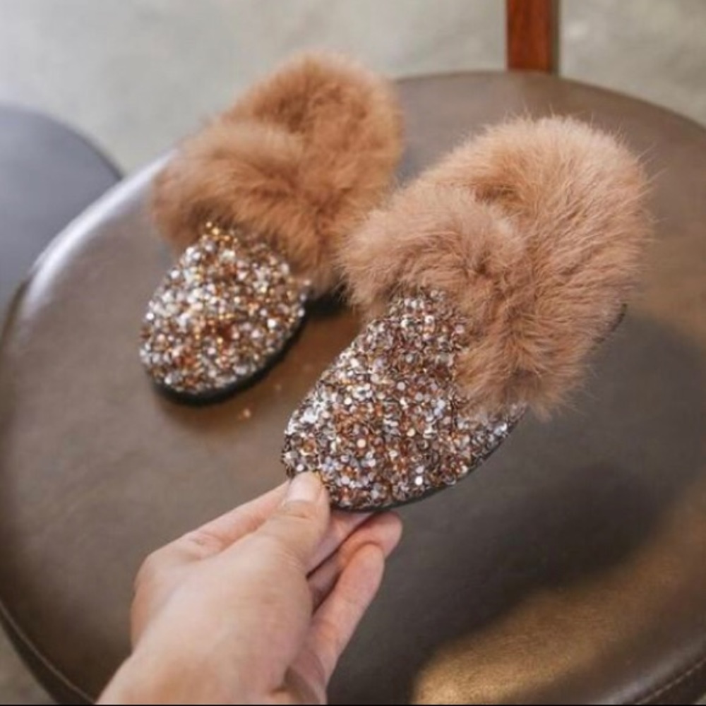Toddler Sequined Faux Fur Shoe